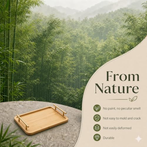 Bathroom Tray with Gold Handle for Countertop Organizer,Bamboo 11.8"X 7.8" - image 5
