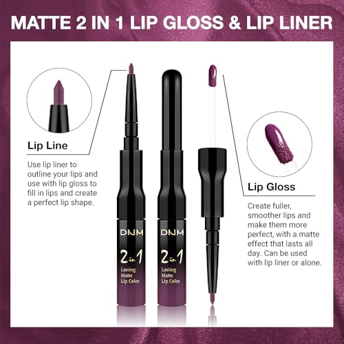 Image of evpct 1Pcs Dark Purple Plum Matte Lip Liner and Liquid Lipstick Stain Makeup Set for women, Purple Long Lasting Smudge Proof Lipstick labiales matte mate larga duracion listip 24 hours originales,01#