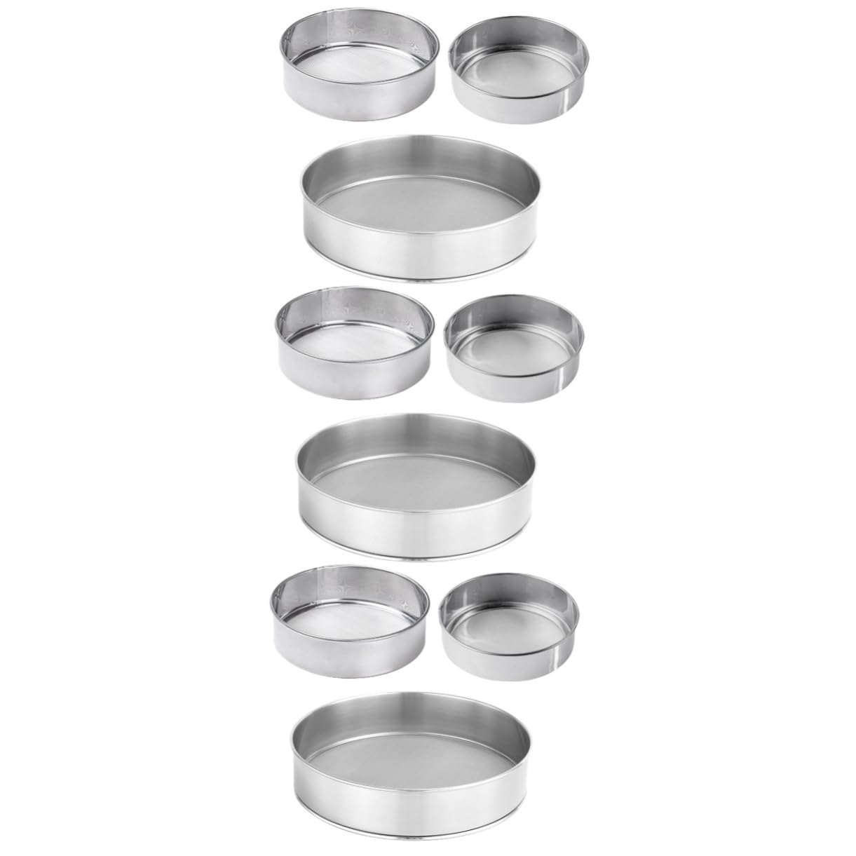 Juego de colador de Mano de Acero Inoxidable de 9 Piezas para Cocina: Malla Fina, diseño Grueso, tamiz de Pasteles, tamiz de harina, colador de Mano y más