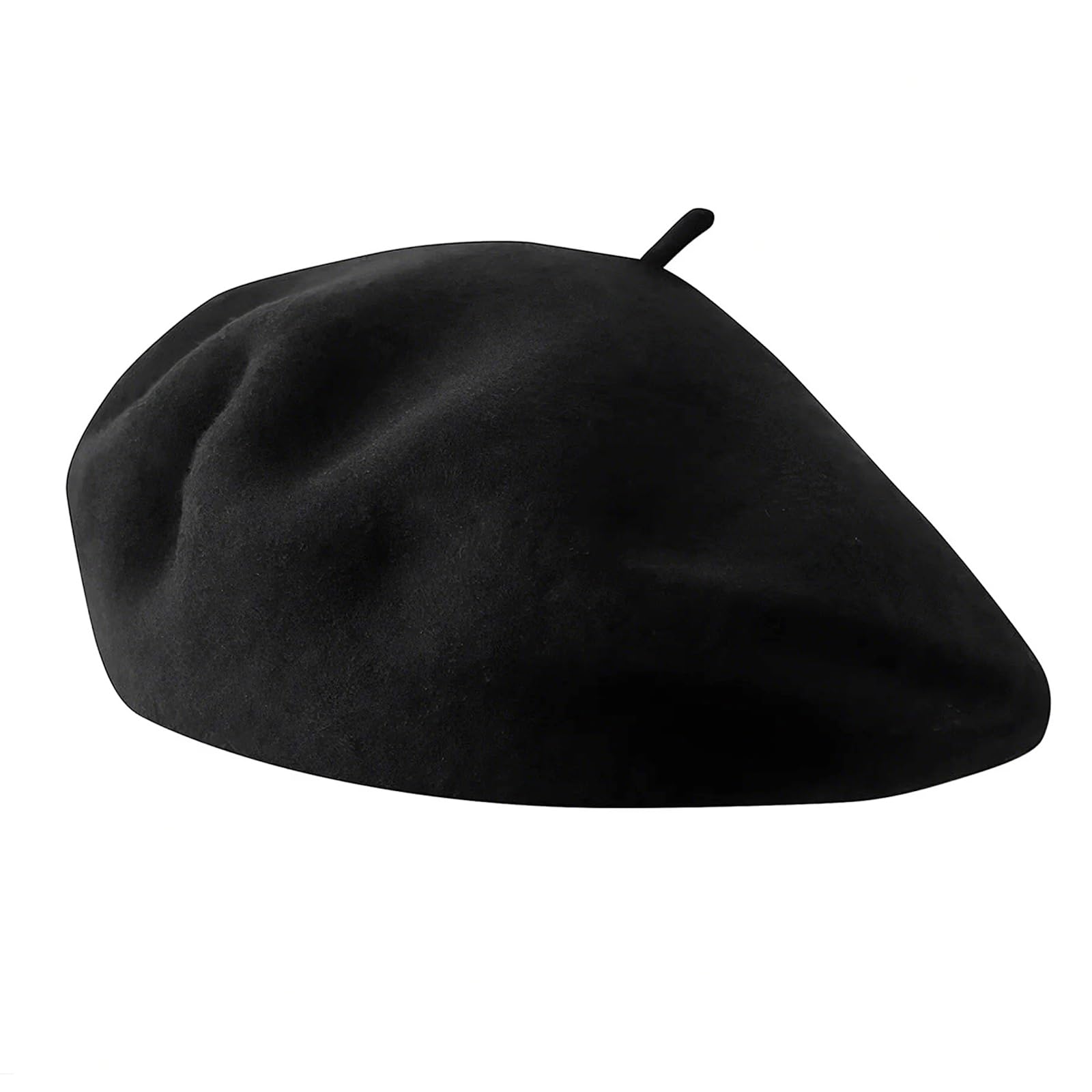 Makoto Nobu Women's Black French Retro Wool Beret Hat, Soft Warm Outdoor Vintage Artist Hat Beanie Unisex For Daily Life Party Masquerade Parties