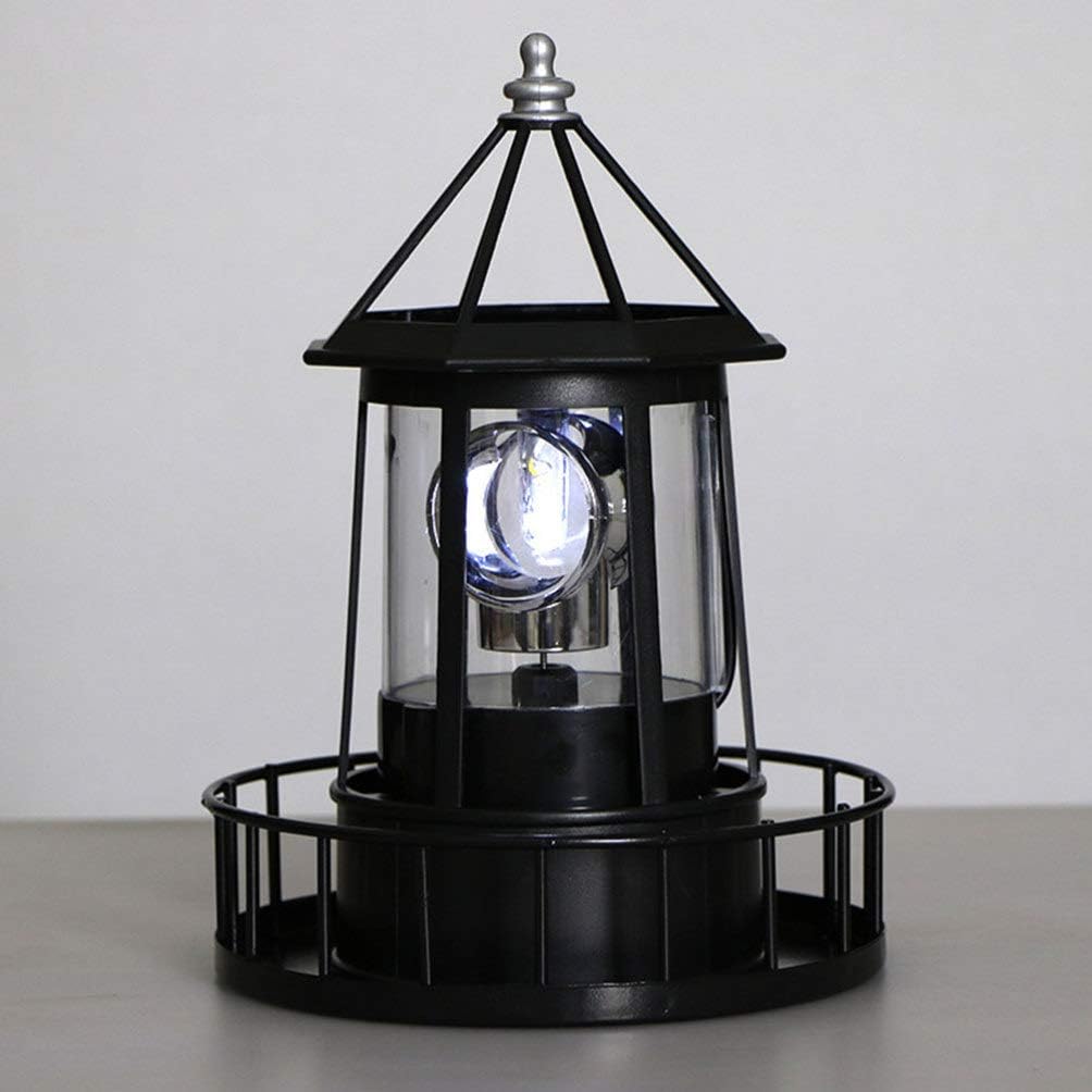 Cabilock Solar Lighthouse Rotating Outdoor Beacon Light 8.3 Inch Waterproof Landscape Lighting for Garden Patio Yard Decor