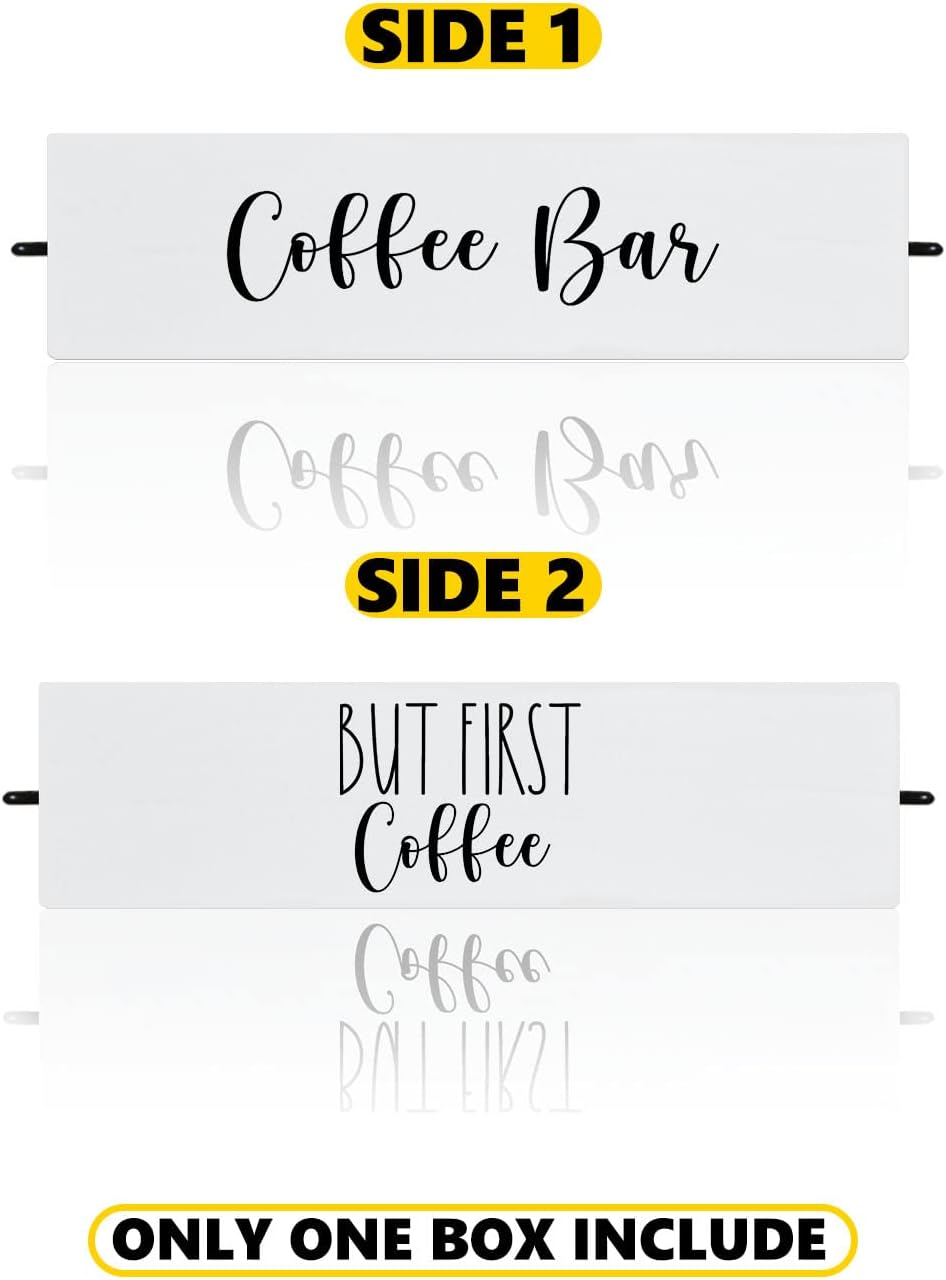White Wooden Coffee Station Organizer with 4 Compartments