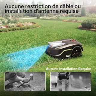 SUNTEK Robot Tondeuse sans Fil Périphérique - Robot Tondeuse IA + Vision pour 250 m², Technologie IA Caméra, Pente jusqu'à 35°, Étanchéité IPX5, Cartographie Automatique, Multizones, Contrôle APP