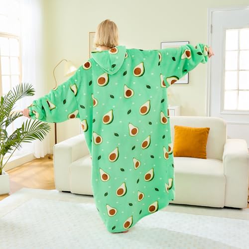 Moinlizy Avocado Oversized Flannel-Sherpa Wearable Blanket Hoodie — view 5