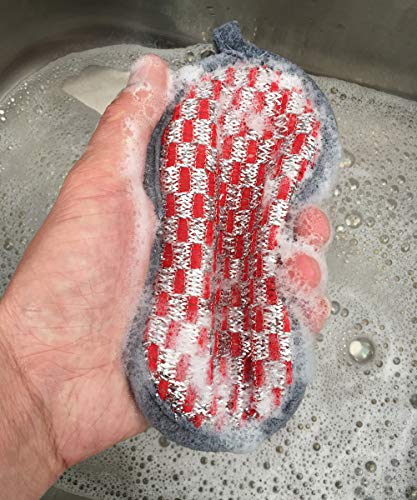 Image of Scrub-it Multi-Purpose Non-Scratch Double-Side Double-Effect Microfiber Scrub Sponges for Kitchen with Heavy Duty Scouring Power - Effortless Cleaning of Dishes Pots Pans Pack of 6 (Red)