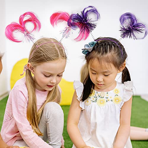 Cismark 4 Pieces Tinsel Wrapped Ponytails Headbands Costume Party Headwear Accessory Halloween Head Bopper For Party,One Size #TOP2
