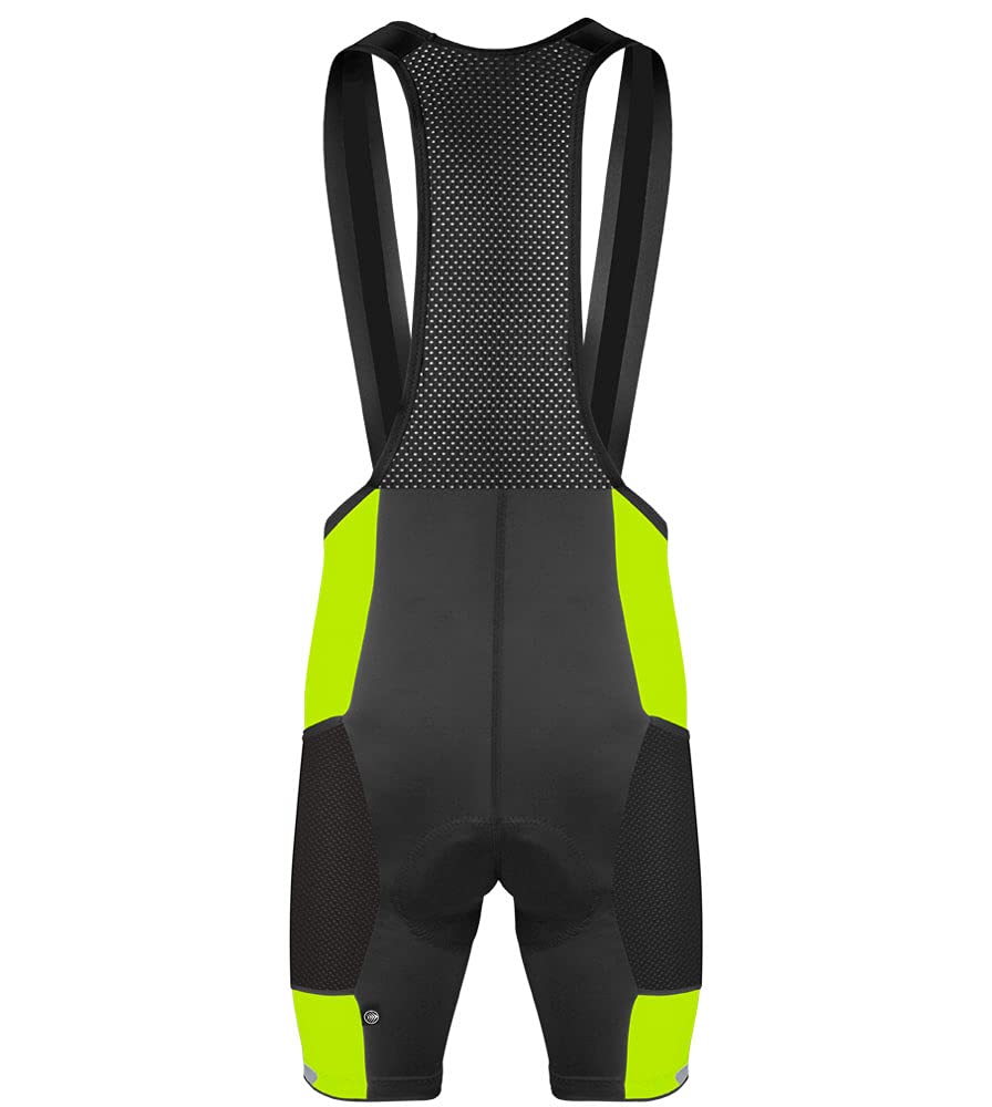 Aero Tech Designs | Men's Gel Touring Padded Cycling Bib-Shorts | Standard Inseam | XX-Large | Safety Yellow