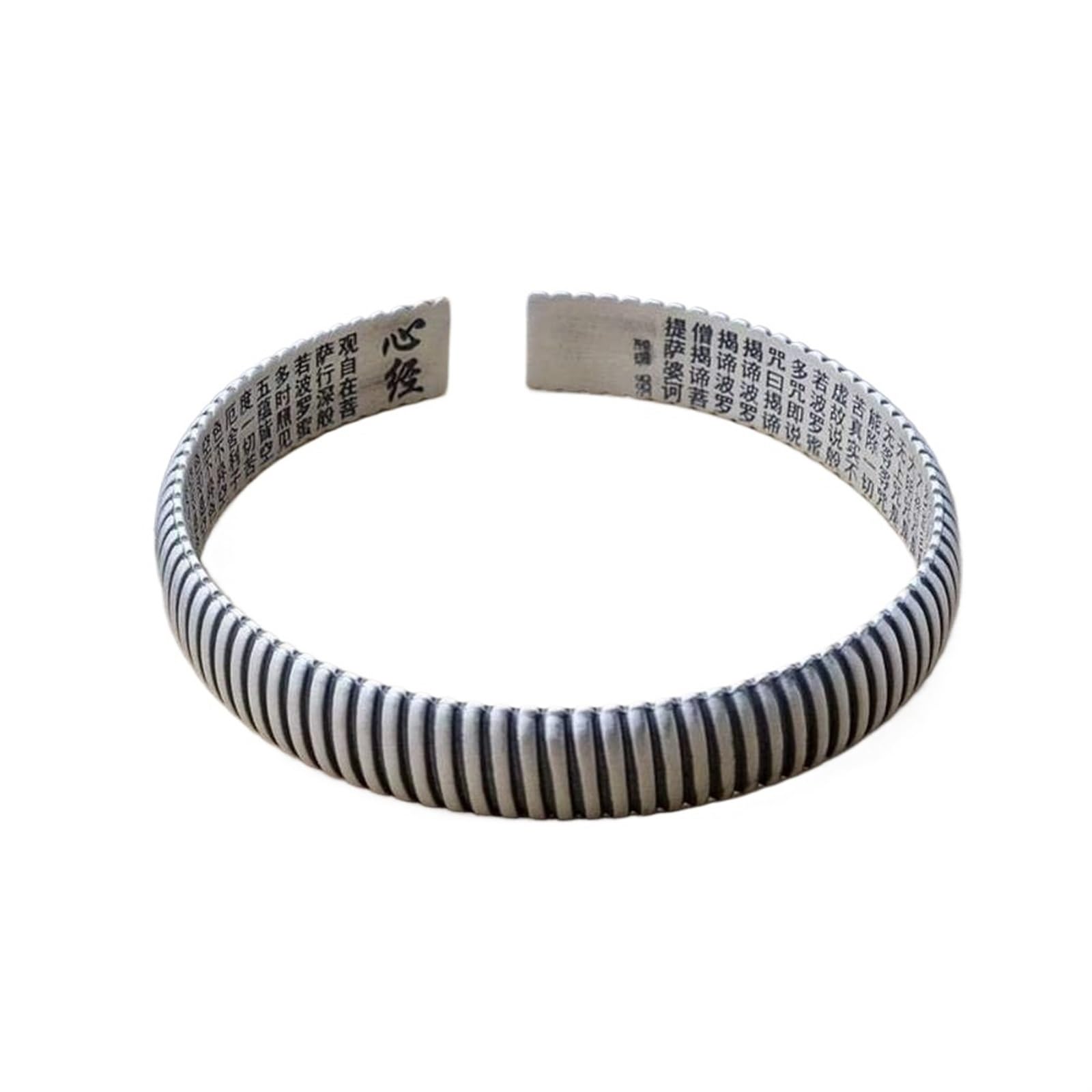 Bracciale in argento, bracciale rigido alla moda, braccialetto in argento massiccio 999 Detti buddisti in argento Bracciale gioielli Vecchio braccialetto in argento vintage I braccialetti fatti a mano