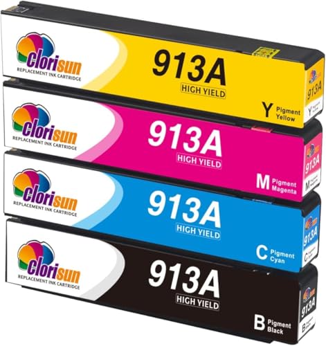 Cartouches d'encre HP 913A Clorisun multipack de 4 couleurs pour PageWide Pro