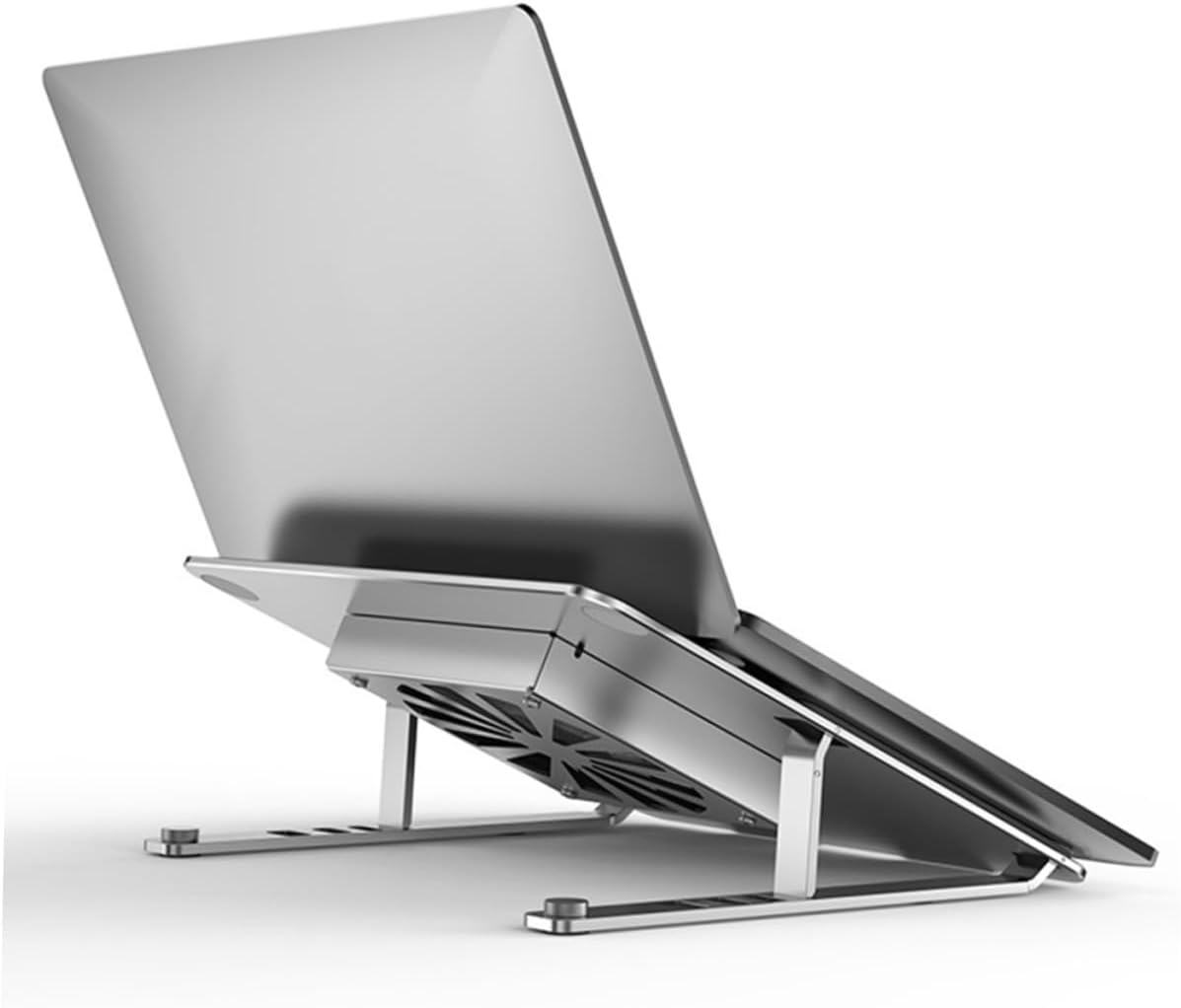 Mipcase Height Adjustable Aluminum Alloy Laptop Cooling Pad with Quiet Fan Under 17.3-inch Notebooks, Ventilated Support Stand for Gaming and Office Use, Silver