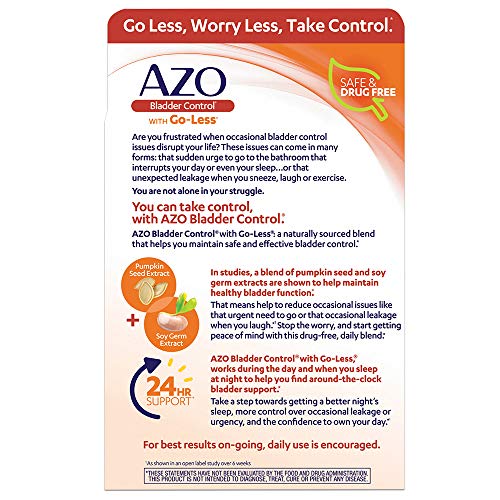 AZO Bladder Control with Go-Less Daily Supplement | Helps Reduce Occasional Urgency* | Helps reduce occasional leakage due to laughing, sneezing and exercise | 54 Count Capsules