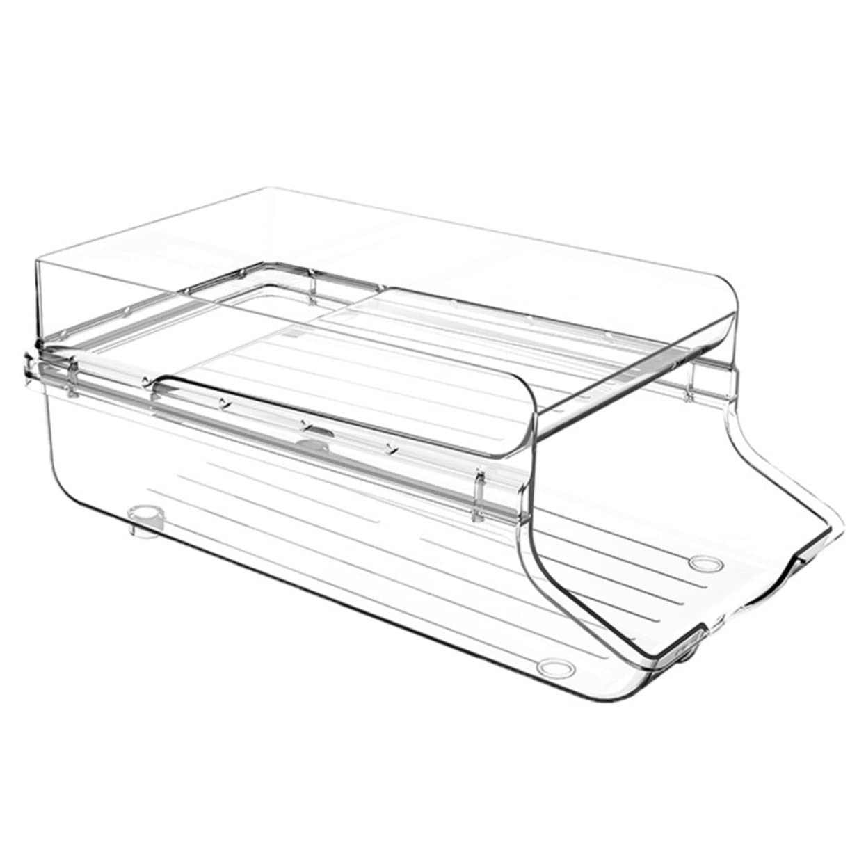 Organizador de Latas de Doble Capa en Plástico para Bebidas 1 Pieza | Diseño Transparente, Estructura Automática de Rodamiento, Uso en Apartamento y Hogar