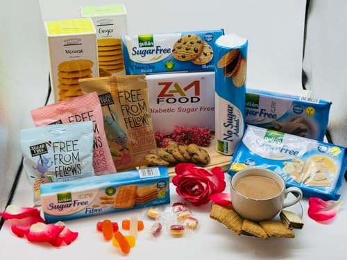Luxury Diabetic Food Hamper Perfect for Gifting on Christmas Big Brands Mixed Sugar free Variety of Biscuits Cookies Sweets Wafers British Gifts for Women & Men Christmas Hamper