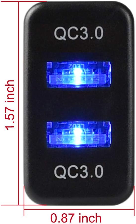 Cllena Quick Charge 3.0 Dual USB Port Charger Socket for Toyota