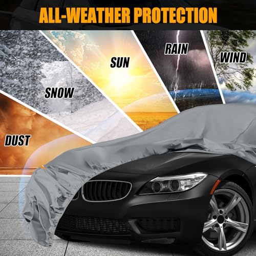 Image of Waterproof Premium Car Covers Replace for 2009-2025 BMW Z4, 10 Layers Heavy Duty All Weather Car Cover with Zipper Door, Windproof Bands for Snow Rain Dust Protection