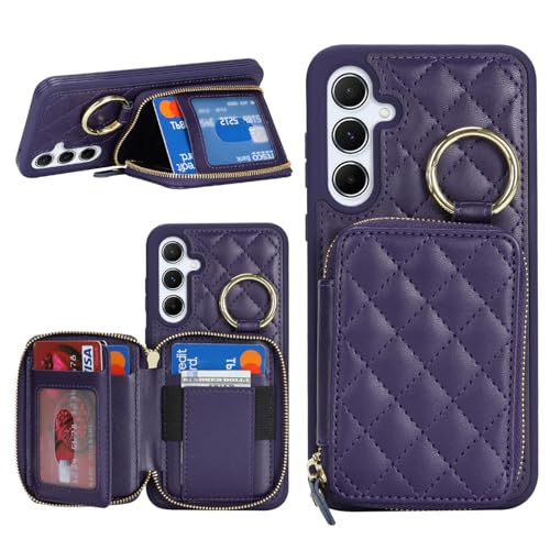 Housse portefeuille violette pour Galaxy A55 idéale pour homme et femme