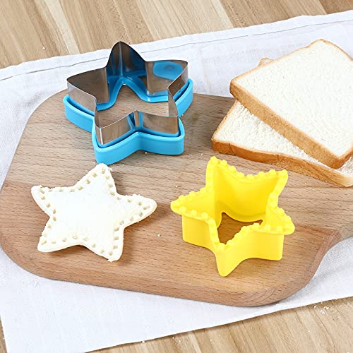 Elfkitwang Sandwich Cutter And Sealer Set,4 Pcs Bread Sandwich Decruster Pancake Maker Diy Cookie Cutters For Kids Bento Box,Heart Dinosaur Star Shapes Mold. #TOP4