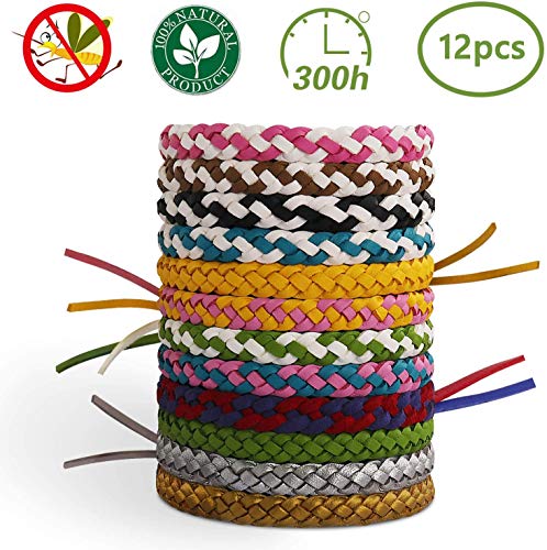 Fenvella Braccialetti Antizanzare per Bambini e Adulti, Braccialetti Repellenti Olio Essenziale Naturale Senza Deet con di Protezione a Lungo Termine(12pcs).