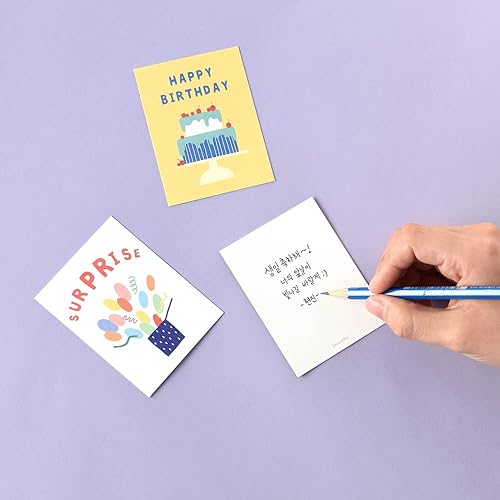 Miniatura 5 de Monolike Tarjeta Día a día, Pop pop cumpleaños Ver.2 - Mezcla de 36 mini tarjetas individuales, 36 sobres, 36 pegatinas Paquete