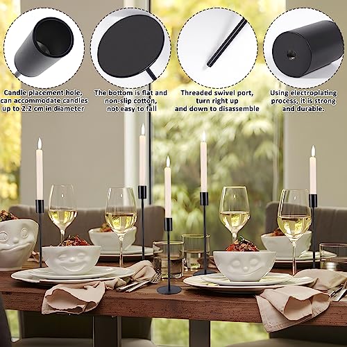 MOYKSRR Schwarzen Kerzenhaltern Set 6, Dekorativer Kerzenhalter, Hochzeit Kerze Stand, Kegelkerzenhalter für Party, Hochzeitstisch, Geburtstag, Abendessen, Kerzenhalte Vintage Deko – Bild 5