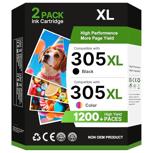 Tiorumcs 305XL Compatible con Tinta HP 305 XL Negro y Color para HP DeskJet 2820e 4220e 2821e 2822e Envy 4200 4220 4221 4227 4228 6022e 6030e 6430 6430e 6432 6432e(Negro y Color)
