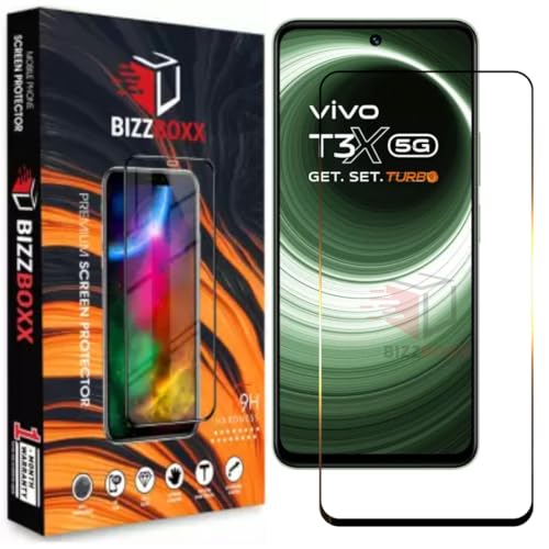 Image of Premium Screen Protector Compatible With vivo T3x 5G | Tempered Glass Guard | Anti Static | Full Screen Coverage-Edge to Edge | 9H Hardness | With Easy Installation Kit (Pack of 1)