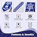 Large Tallit Prayer Shawl with Matching Bag, Certified Kosher, With Blessing On Neckband & Uniq Design on the Corners, Made in Israel, Soft Tallit Prayer Shawl For Men & Women - Blue, 55 - H51 x W71