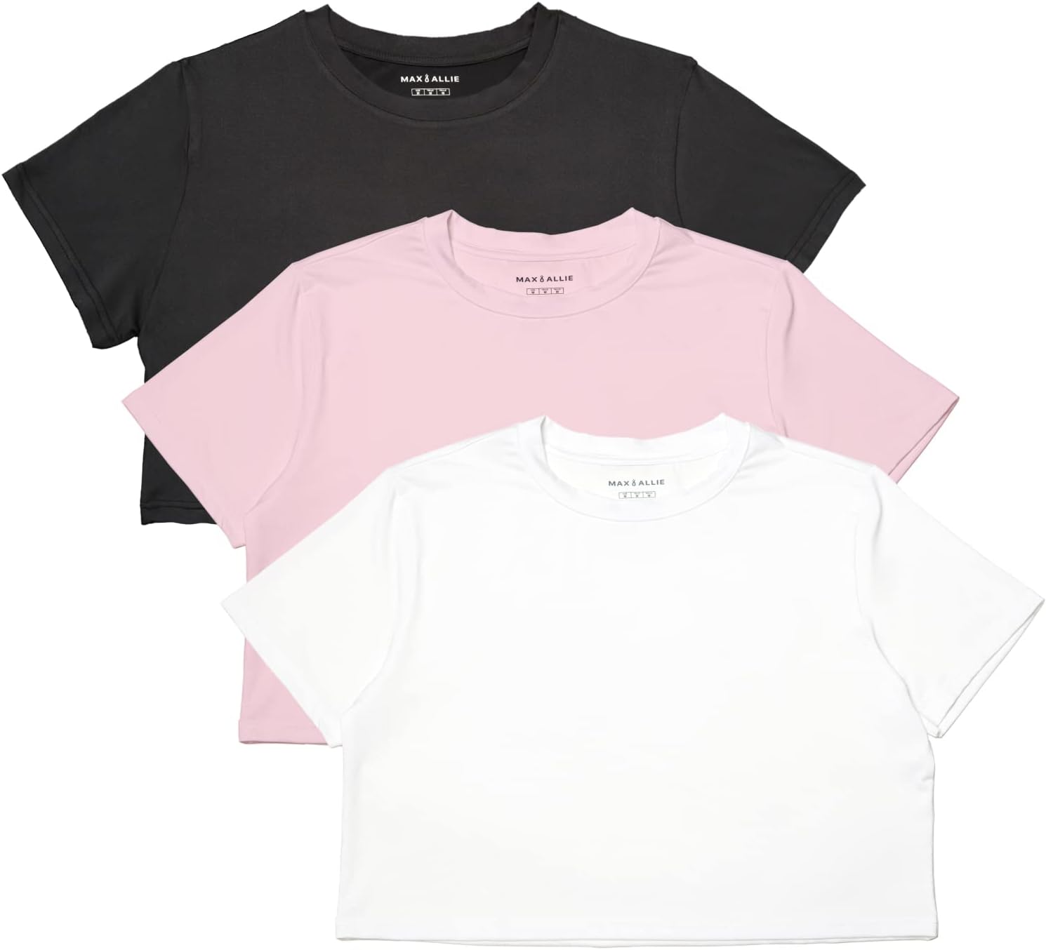 MAX ALLIE Women's Ultra Soft Cropped T Shirt Crew Neck Tees Casual Loose Fit Basic Lightweight