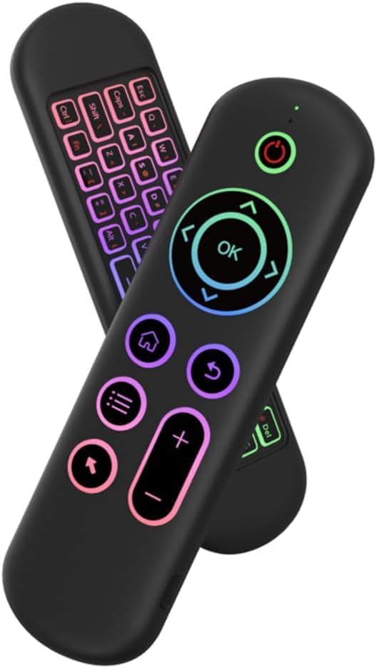 M5 Air Mouse Keyboard Remote Rechargeble 2.4G+BT5.2 Mini Wireless Keyboard Flying Mouse Remote 7 Color Backlit Motion Sensing for Android TV Box/PC/Smart TV