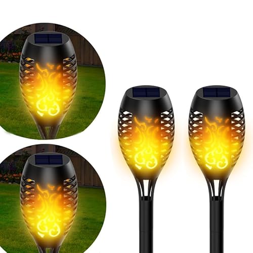 IP55 Solar Charging, mini Landscape Flame Lights, Halloween, with Flickering Flame Lights, Suitable for Driveway, Patio, and Garden Decoration. (2 Pieces)