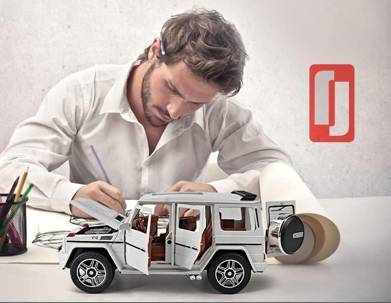 Image of WORSHIPER Alloy Metal Pull Back Die-cast Car 1:24 Big Mrcedes AMG G63 G-Klessa Diecast Metal Pullback Toy car with 6 Openable Doors & Light, Music Boys Gifts Toys for Ki (1:24 G-KLESSA - White Color)