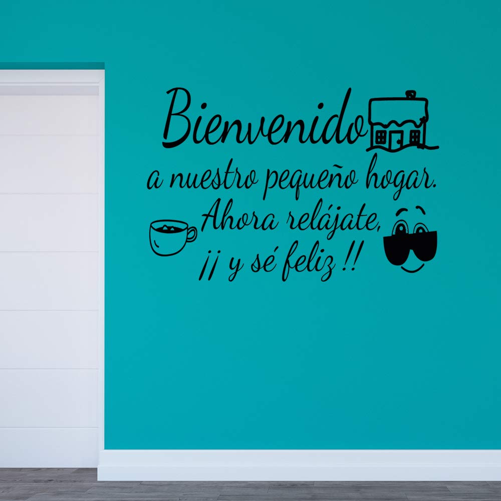 Frase Vinilo "BIENVENIDO A NUESTRO PEQUEÑO.." Vinilos decorativos vinilo frases motivadoras para pared. Vinilo para decorar habitaciones .Docliick DC-18044 (Vinilo de corte, 240x120cm)