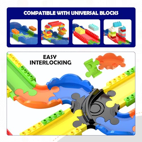 Image of Mirana Block Rider Train Expansion Set, 2 Bogies and Multiple Track Layouts, Universal Block Compatible, Toy Gift for Kids 2-8 Years (Expansion Pack - 69 Pcs, Engine Not Included)