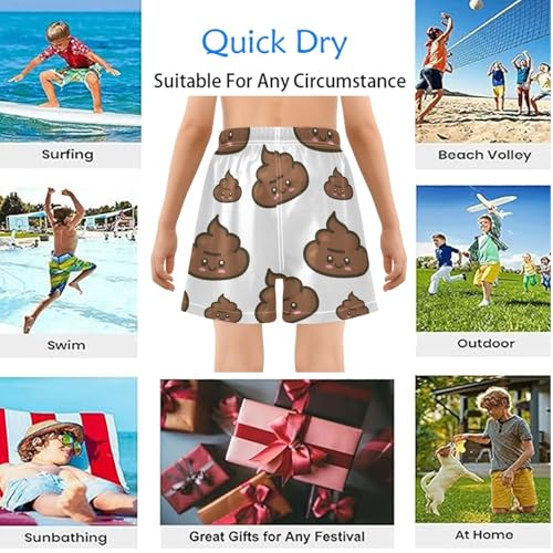 Cute Poop Boys Swim Trunks Size 9 Size 10 Size 11 with Compression Liner Funny Boys Swim Shorts Water Resistant Bathing Suit3