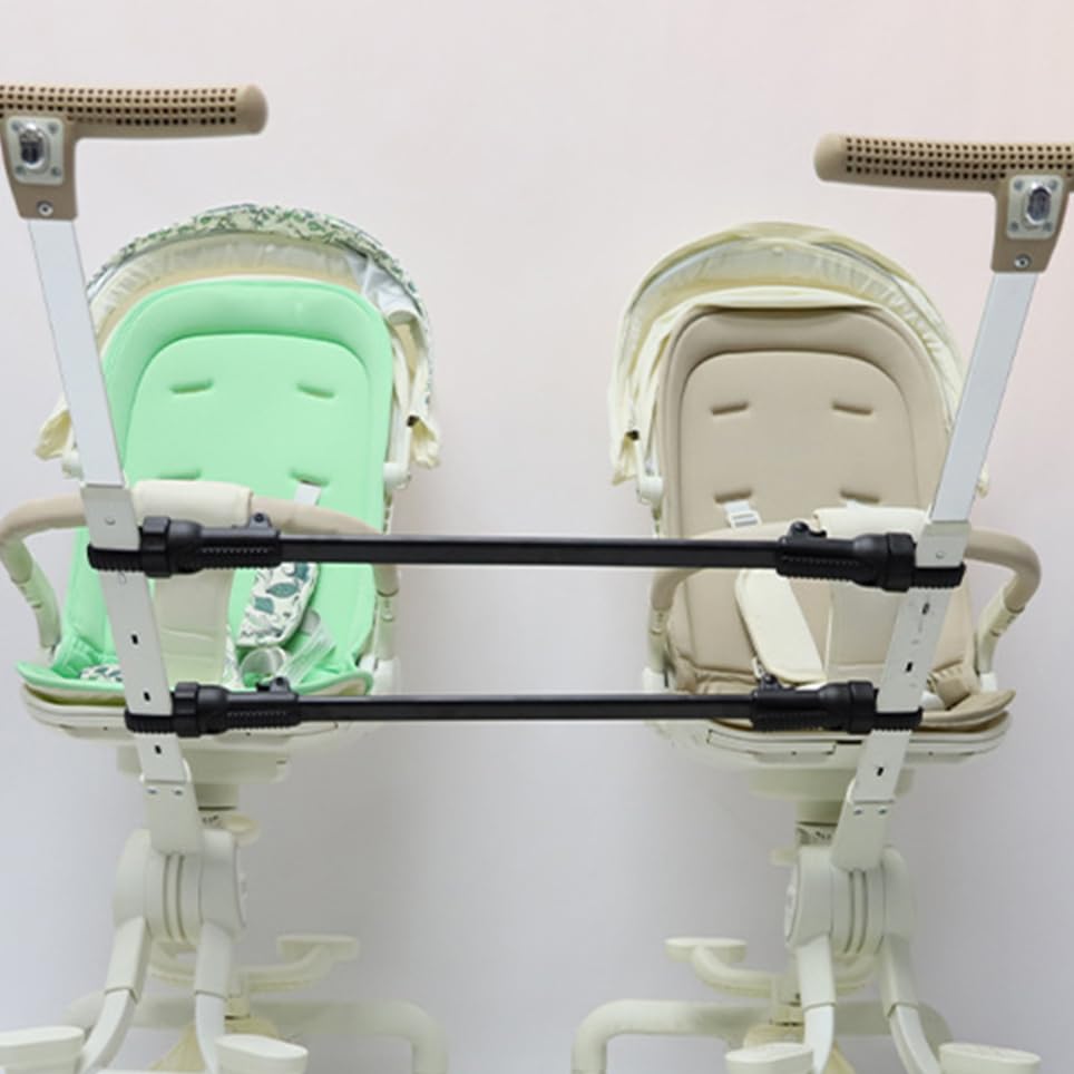 Milisten Verbindungsstück für Zwillingskinderwagen 2 Stück Leichter Faltbarer Doppelkinderwagenadapter aus Eisenrohr und Kunststoff für Ausflüge mit Kleinkindern