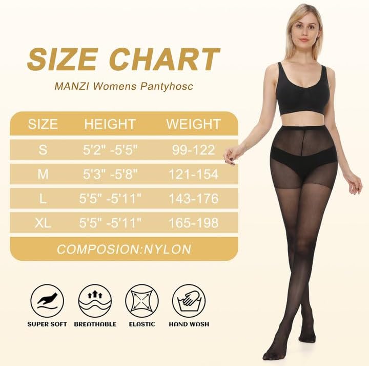 MANZI 6 Pairs Pantyhose for Women 20 Denier High Waist Sheer Tights - Image 6