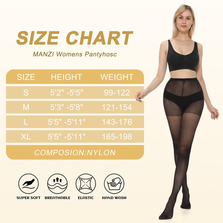 Image of MANZI 6 Pairs Pantyhose for Women 20 Denier High Waist Sheer Tights