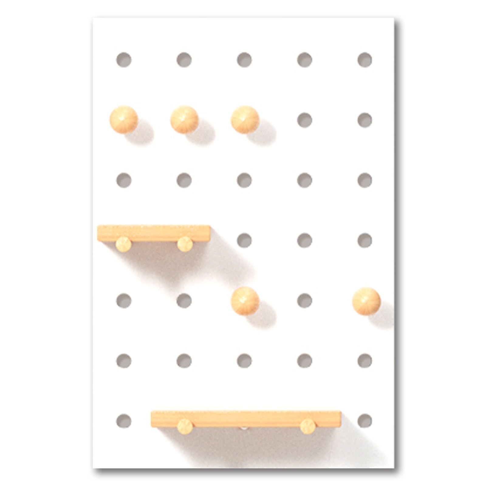Wand-Organizer aus Holz Stecktafel, Pegboard mit Schwebenden Regalen und Holzstäben, Ausstellungsstand für Eingang, Wohnzimmer, Büro(White)