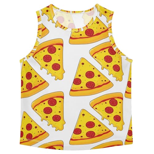 J JOYSAY Pepperoni Pizza Slice White Boys Tank Top Sleeveless Muscle Shirts Quick Dry Kids T-Shirts 3-15T