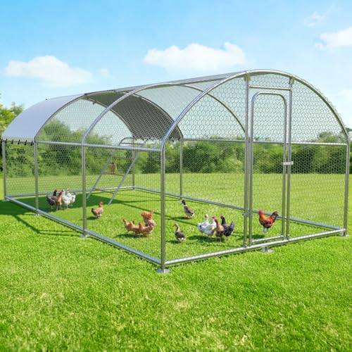 Image of 19.7x9.7 FT Extra Large Metal Chicken Coop, Walk-in Poultry Run