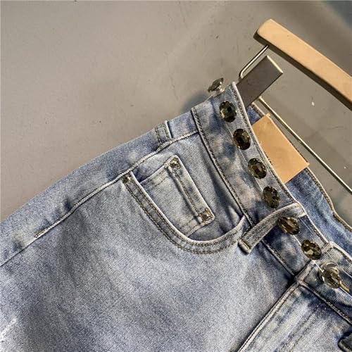 Women's Casual Denim Skirt with Side Slits Hip-Hugging Tights Embroidered Sequins Fashion Jeans Skirts4