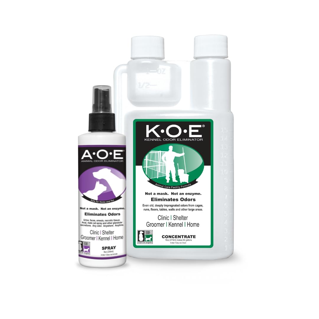 Odorcide K.O.E (Fragrance) &amp; A.O.E Spray Bundle -Pet Odor Eliminator for Strong Odors in Home &amp; Kennel and Between Baths Spray - Original Scent