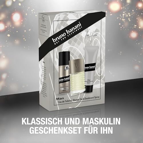 bruno banani Man Geschenkset mit Eau de Toilette, Duschgel und Deodorant-Spray mit fesselndem, aromatischem Männer-Duft, 30 ml… – Ansicht 3