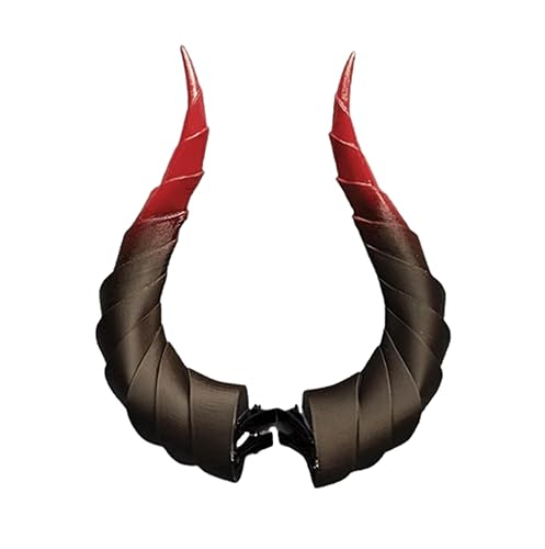 Dark Gothic Devil Horns Ghost Sheep Horn Hair clips Headwear Costume Halloween Cosplay Anime Hair Accessories Women Men (red black, L) - Large - Red Black