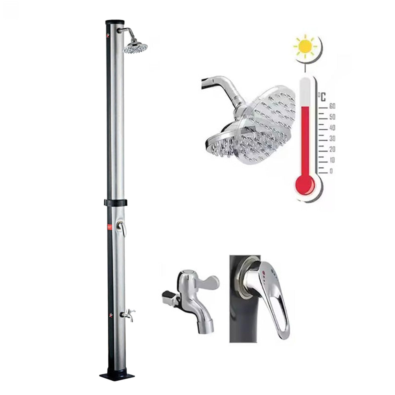 GAENZA Douche Solaire D'extérieur De 7 Pieds, Colonne De Douche Solaire avec Pommeau De Douche Et Robinet De Douche pour Pieds, pour Piscine, Jardin, Plage, Spa, Installation Facile,B