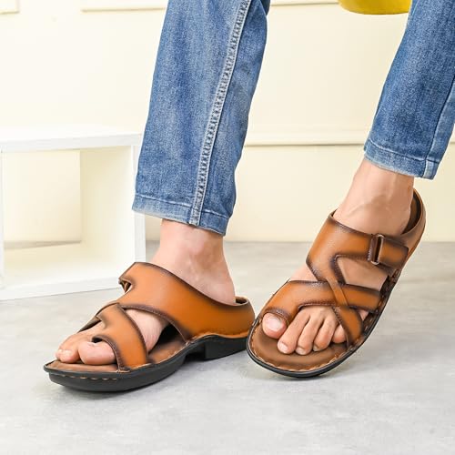 Image of Centrino Sandal for Men | Grip Insole for Stability | slippers for /sliders for men | mens sandals casual | sandals /slides for men |Modern Look with Straps | Comfortable Footwear (9264)