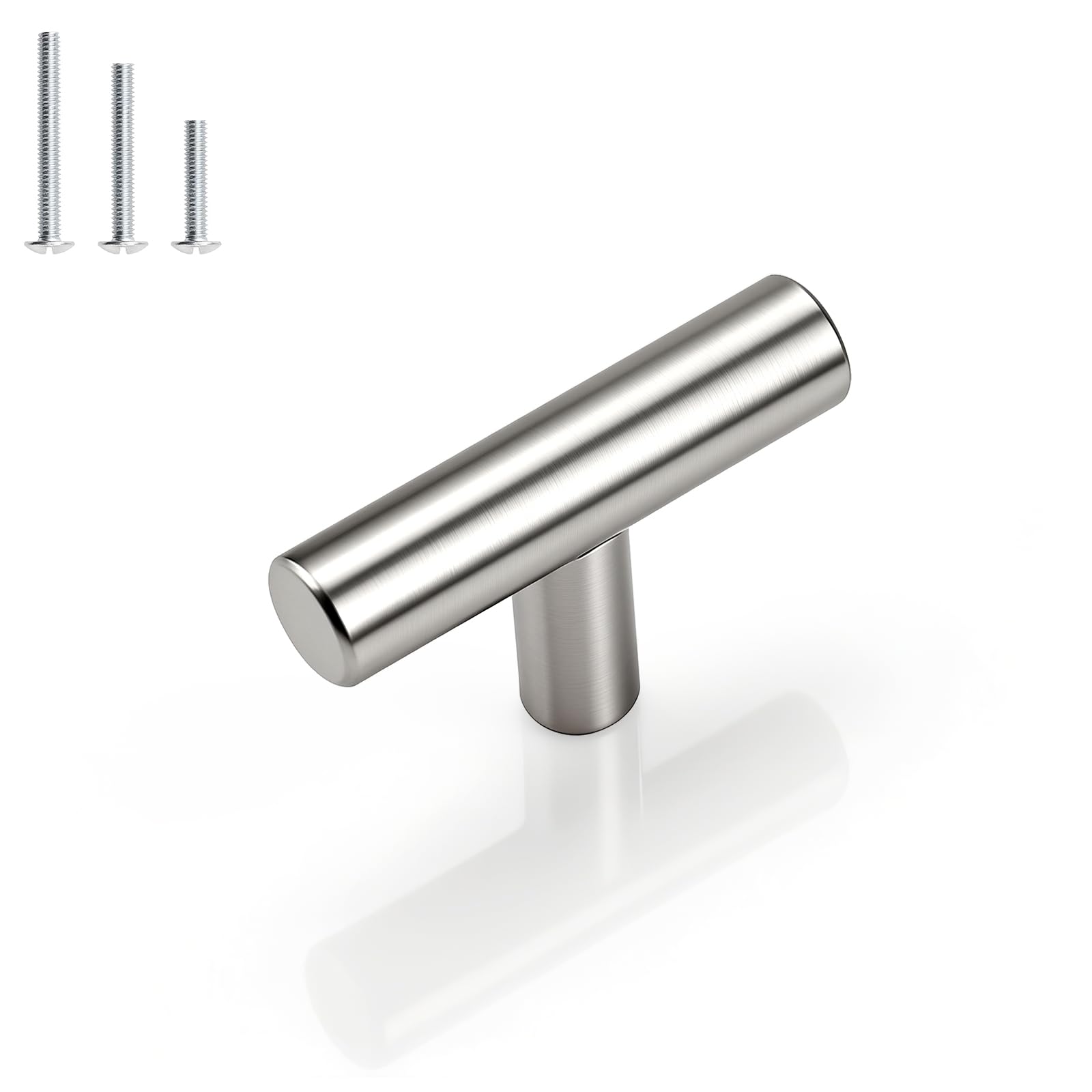 Gobrico 10 Pack Single Hole Cabinet Knobs, Brushed Nickel Kitchen Cabinet Handles, Satin Nickel Stainless Steel Drawer Knob, Overall Length 2"