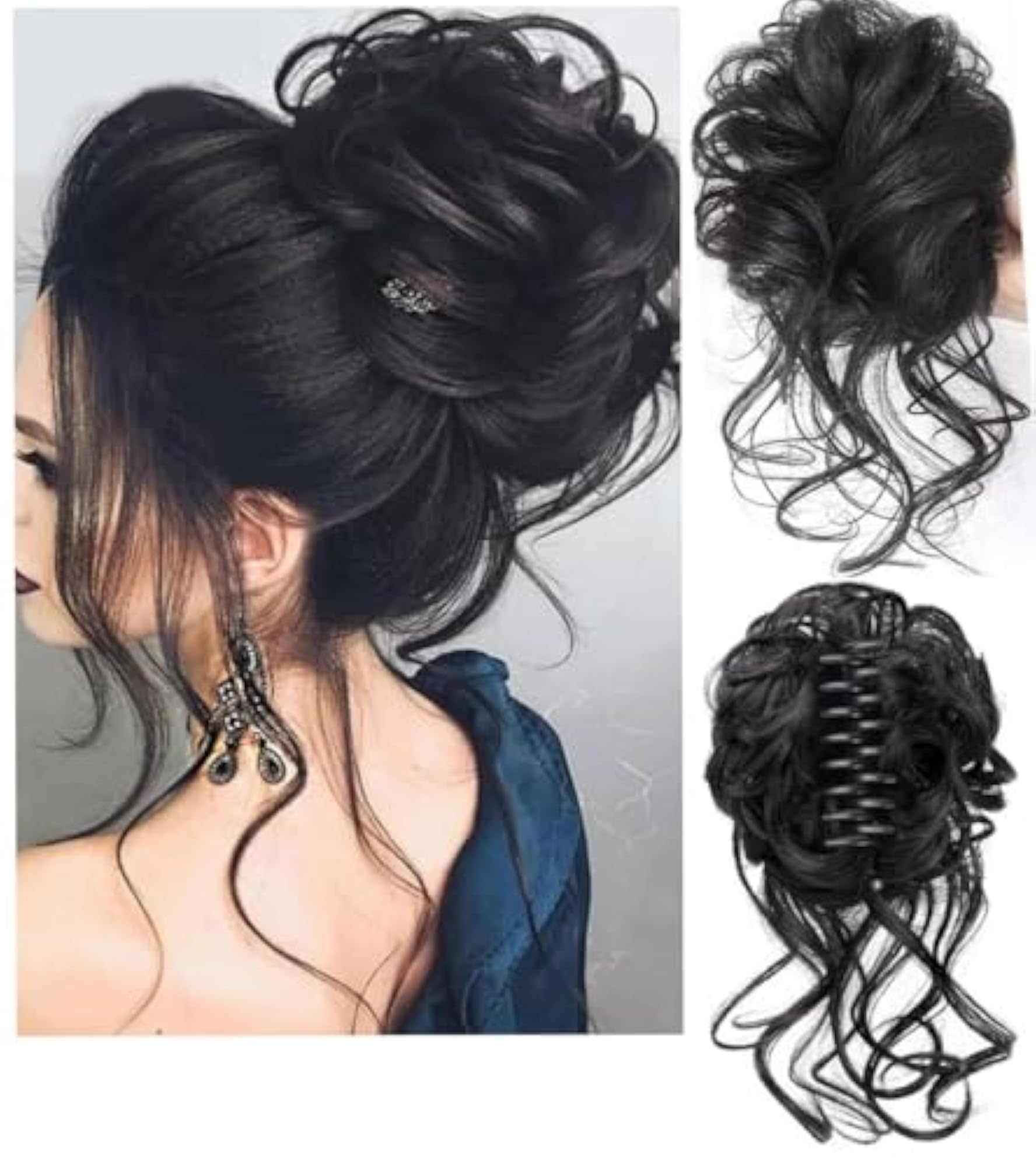 Claw Synthetic Bun Messy Curly Wavy Bun