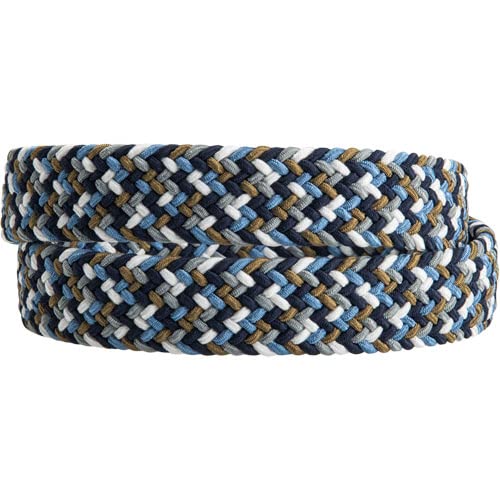 Greg Norman Men's Multi Color Braided Stretch Golf Belt Blue/White 362