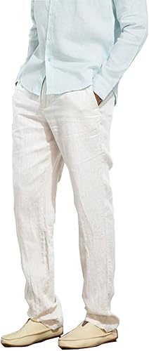 Miniatura 2 de Manwan walk Pantalones de playa casuales para hombre, elásticos, holgados, ligeros, de lino, pantalones de verano K70